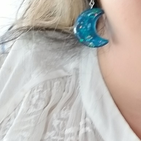 Earrings moon hand made - Picture 3 of 4